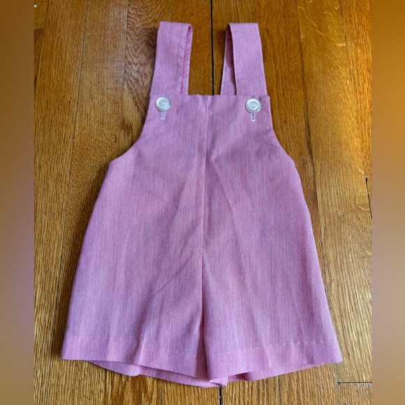 Vintage Red & White Striped Polyester/Cotton Overalls - Picture 2 of 11